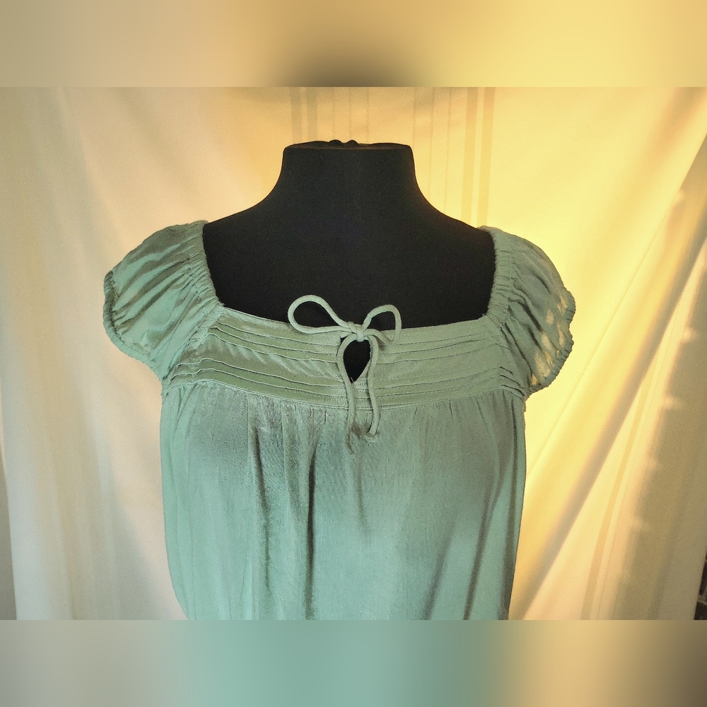 Cropped Cap-Sleeve Pintucked Poet Blouse